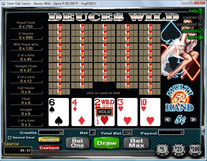 52 Hand Deuces Wild